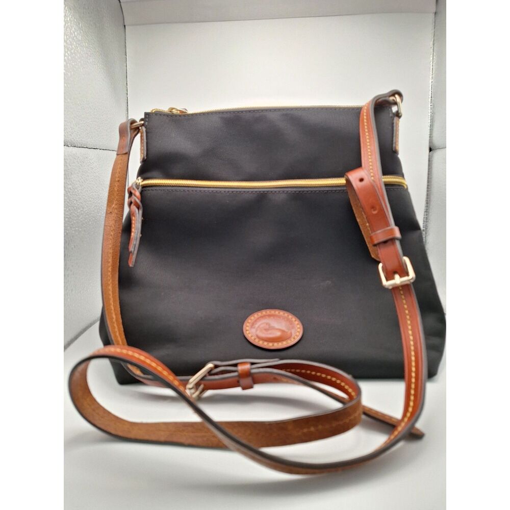 Dooney & Bourke nylon crossbody handbag Italian nylon leather strap and trim